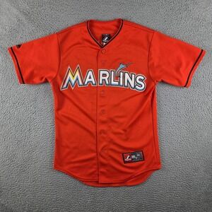 Miami Marlins Jersey Mens S Orange MLB Baseball Majestic Cool Base Stanton 27
